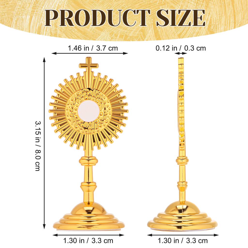 2Pcs Brass Metal Standing Crucifix Cross for Home Decor Catholic Church Prayer Tabletop Display Religious Christian Ornament