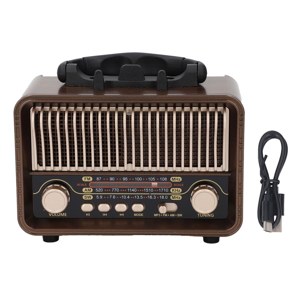 Retro Vintage Radio Portable AM FM SW Radio Bluetooth 5.4 1200mAh Battery with Antenna Type C AUX USB Port