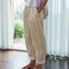 Harem Pants Solid Color Pockets Summer Elastic Waist Straight Leg Sweatpants Streetwear