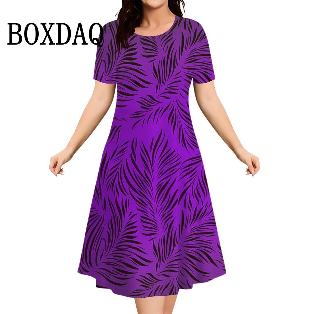 Summer Flowers 3D Printed Short Sleeve Dress Women Casual Fashion Plus Size Round Neck Loose Dress For Women Large