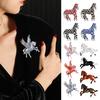 Brooch Horse-Themed Zine Alloy Brooch with Inlaid Crystals Enamel Faux Pearls Fairy Tale Badge Artistic Accessories