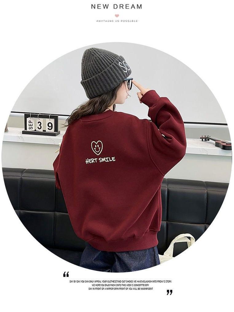 Свитшот для девочек с флисовой подкладкой и вставками: Стильный осенне-зимний пуловер для детей