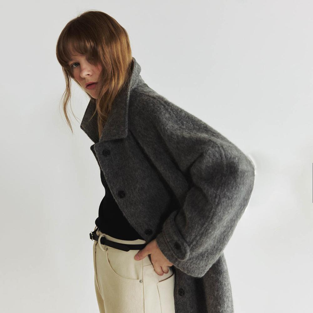 NOEUD Alpaca Half Coat (Gray)