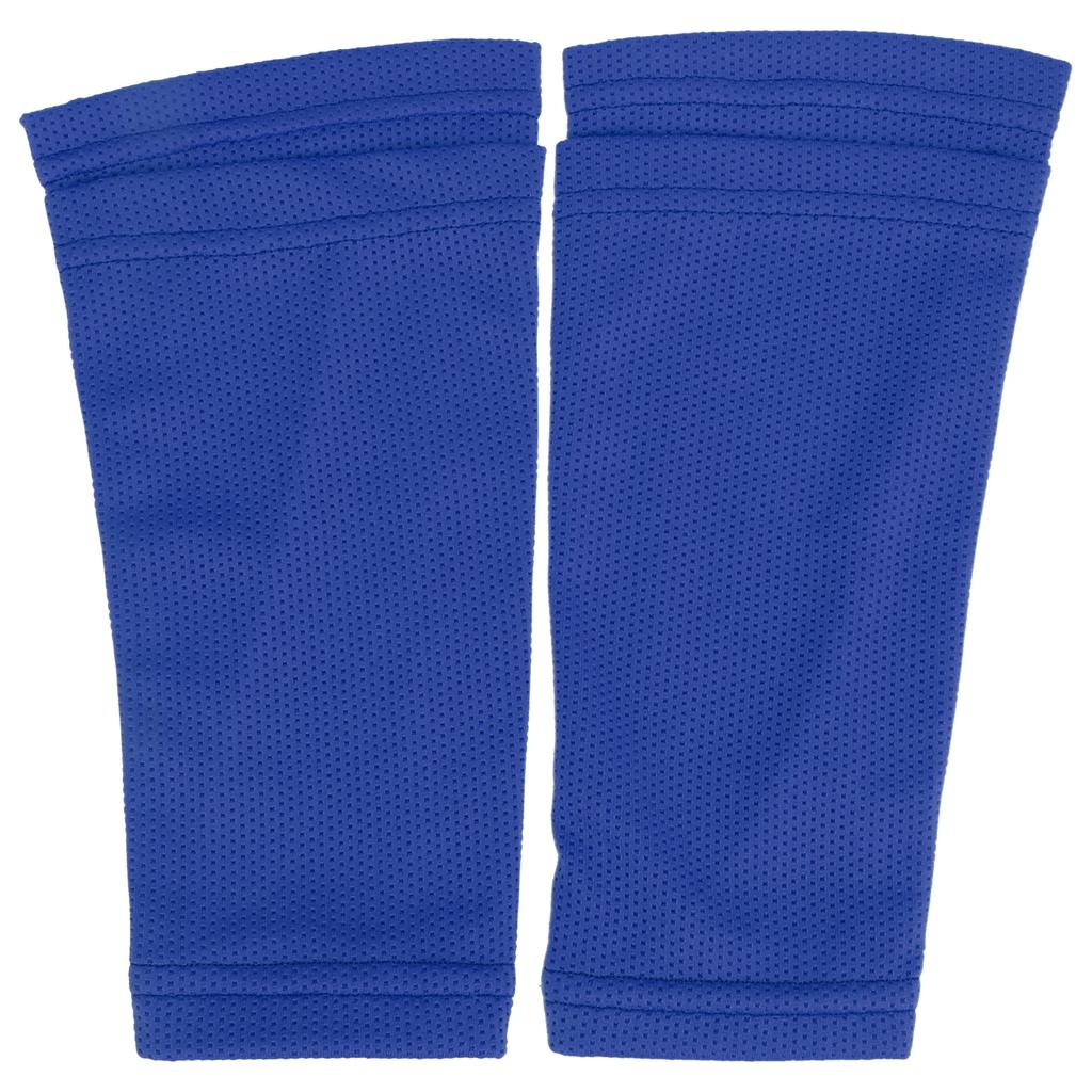 1 Pair Soccer Shin Guard Socks Double Layer Shin Pad Sleeves for Football Training BlueYouth / M