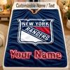 Flannel BlanketNew York Rangers Custom Name Text Personalized Soft Warm Throw Blanket Home Decor Gift