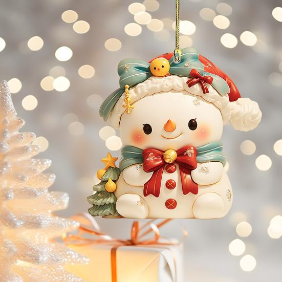 Рождественский автомобильный брелок 2D акриловый брелок Санта Олень Автомобильное зеркало Подвесное украшение Праздничный декор