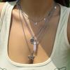 Pendant Pentagram Prism Multilayer Necklace With Pink Faux Crystal Fashionable Jewelry For Giftgiving And Women Daily Wear