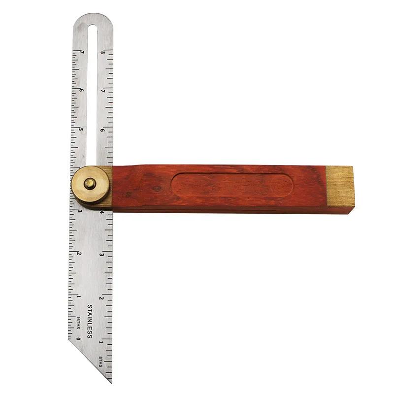 9Inch Adjustable Angle Rulers Gauges Tri Square Sliding T-Bevel with Wooden Handle Ruler Gauge Protractors Carpentry Tools