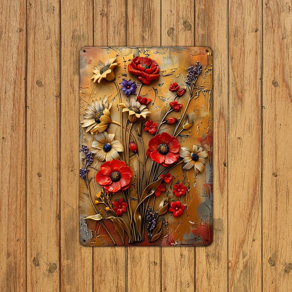 Creative Daisy Retro Metal Tin Sign, Interesting Plant and Flower Wall Art Decoration, Forest Garden Wall Retro Decoration