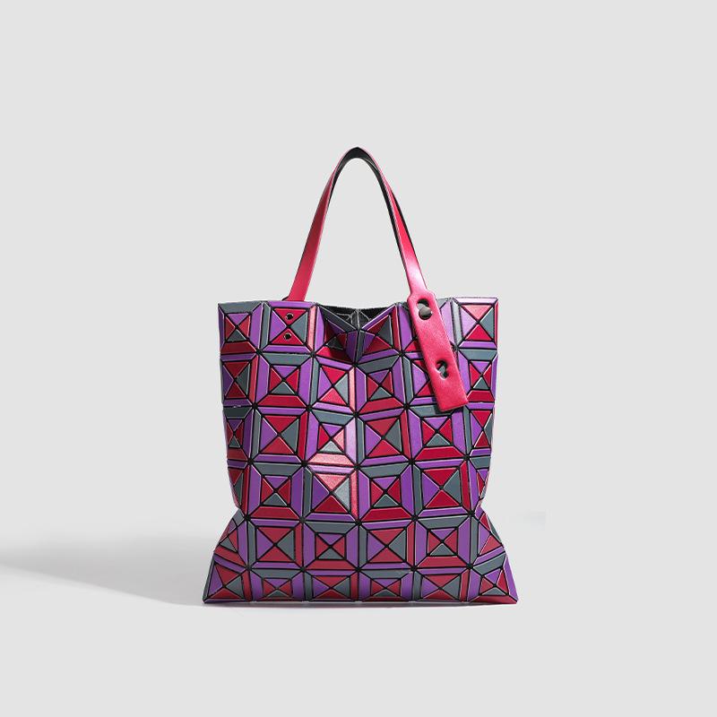 2025 New Rectangular Diamond Grid Color Blocked Tote Bag Handbill Shoulder Bag for Women