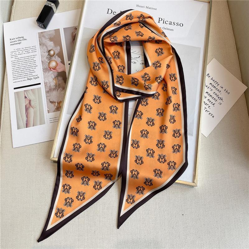 Длинный шейный платок, узкие ленты для волос, шарф, женские модные повязки на голову, шейные платки, напечатанная повязка на голову, симпатичные женские шарфы-сумки 14x145 см