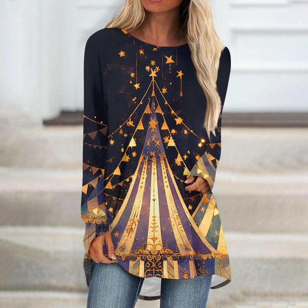 Женский модный пуловер с круглым вырезом, рукавами реглан и длинными рукавами, с карнавальным принтом, повседневный