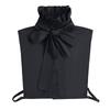 Ladies Multipurpose Black Removable Collar Inserts Ruffled Bows Tie False Collar Half Shirt for Office or Party Outfit