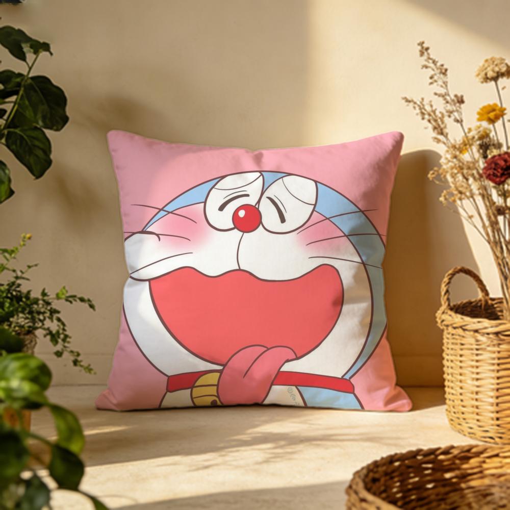 Stylish DDoraemoned Cushion Cover Versatile DoubleSided Pillow Case Fit for Sofa Bed Car Daily Decor