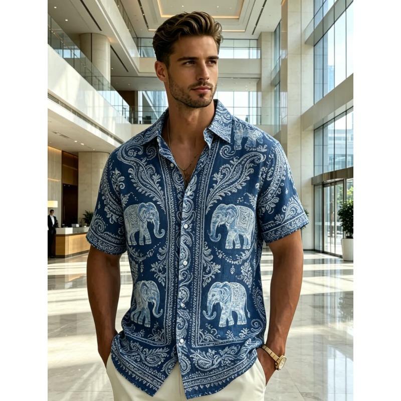 Unisex Ethnic Style Tribal Totem Graphic Hawaiian Shirts Fashion 3D Printed Shirts Tops Summer Short Sleeves Men Women Blouse Shirt