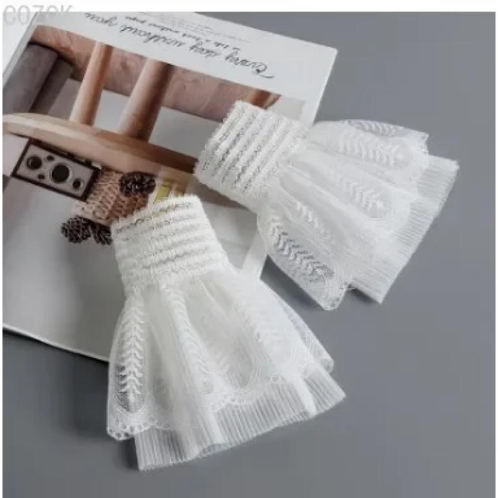 DIY Detachable Cuffs Cuff Extension Embroidery Lace Daisy Fake Sleeves Elastic Wild Wrist Pleated Organ Lolita Fake Sleeves