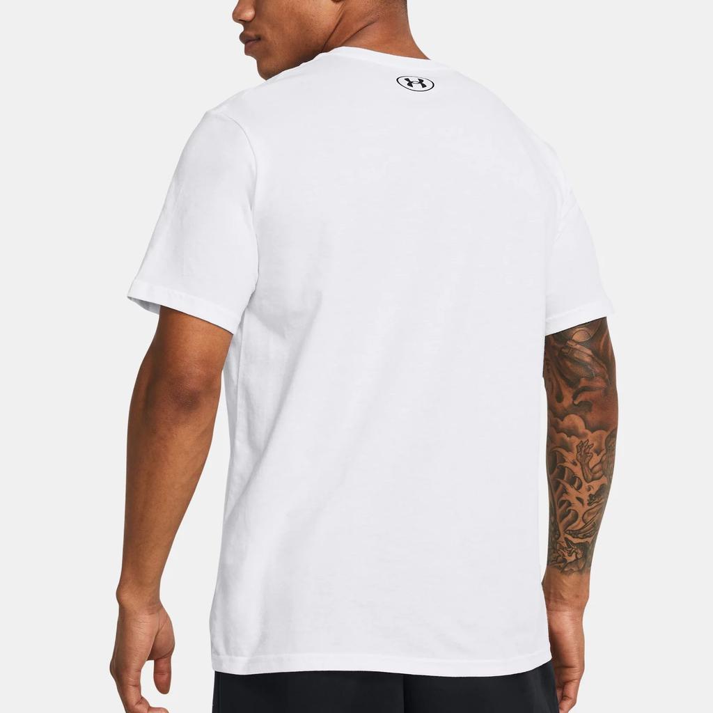 Under Armour Letter Logo Print Crew Neck Short Sleeve T-Shirt Men Tops White 1382915-100