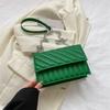 Striped chain bag women's 2025 new retro texture messenger bag trendy solid color fashion embroidery thread shoulder small square bag