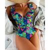 2024 Sexy Printed Floral Ruffle Push Up One Piece Swimsuit Women Trikini Swimming Suit for Women Swimwear Plus Size Bathing Suit