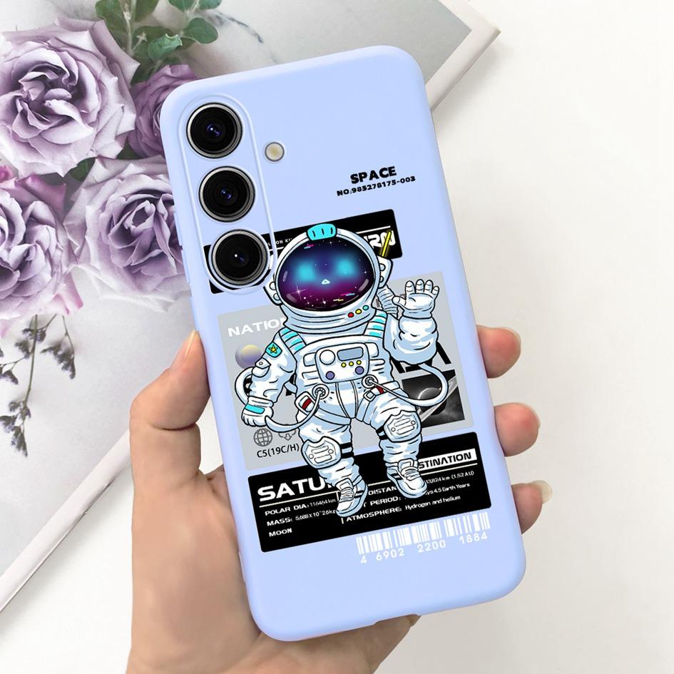 Чехол для Samsung Galaxy S24 Plus Милый Желтый Утенок Астронавт Матовый Силиконовый Мягкий Чехол для Samsung S 24 S24 Ultra S24+ 5G Funda
