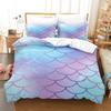 Laser Gradual Change Fish Scale 3D Digital Printing Three-Piece Set, Quilt Cover Pillowcase Home Textile Bed Sheet Kit