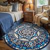 Round Living Room Carpet Machine Washable Foldable Rug Soft Comfortable Non-slip Bedroom Floor Mat Retro Style Home Decor Rugs