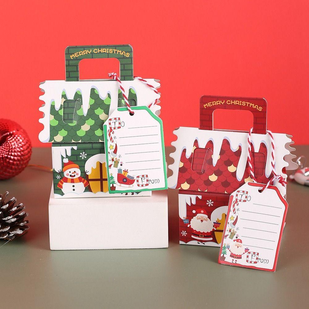 10Pcs Kraft Paper Christmas Gift Box Xmas Ornament Packaging Boxes New Candy Bags New Year