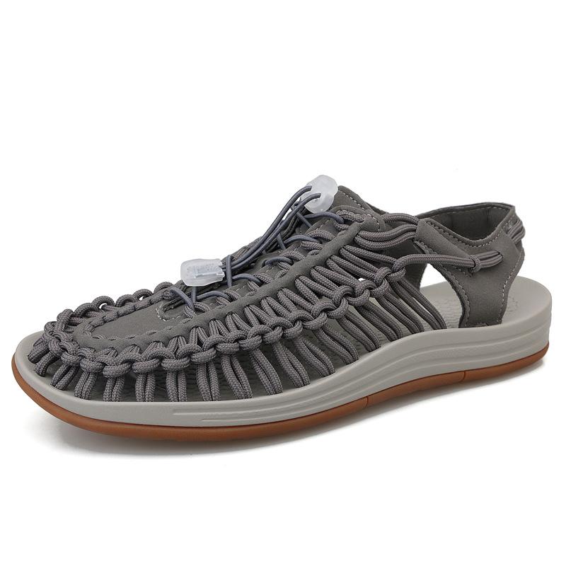 2025 Foreign Trade Men's New New Color Woven Sandals Fashionable Casual Couple Sandals Comfortable and Breathable Outdoor Sandals