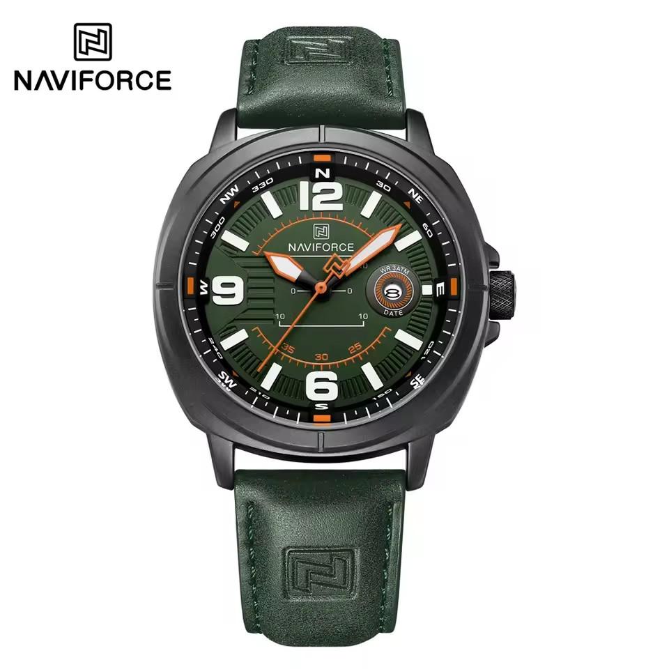 NAVIFORCE 8078 Роскошные Оригинальные Мужские Кварцевые Часы Модные Часы для Мужчин Водонепроницаемые Наручные Часы из Натуральной Кожи Дата Reloj