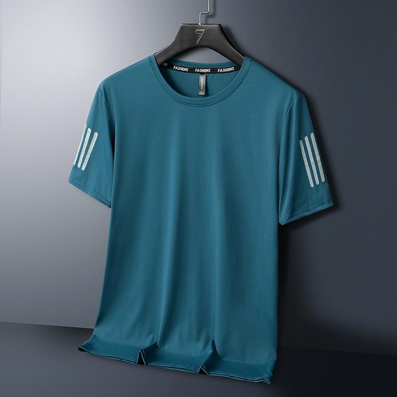 Men's Summer T-Shirt Solid Color Sports Round Neck Short-Sleeve Shirt Comfortable Casual Breathable Quick-Dry Tee