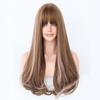 Длинные вьющиеся синтетические парики Блондинка с черными натуральными волосами Парики Средняя часть для женщин Использование для косплея Повседневная Лолита Жаростойкие