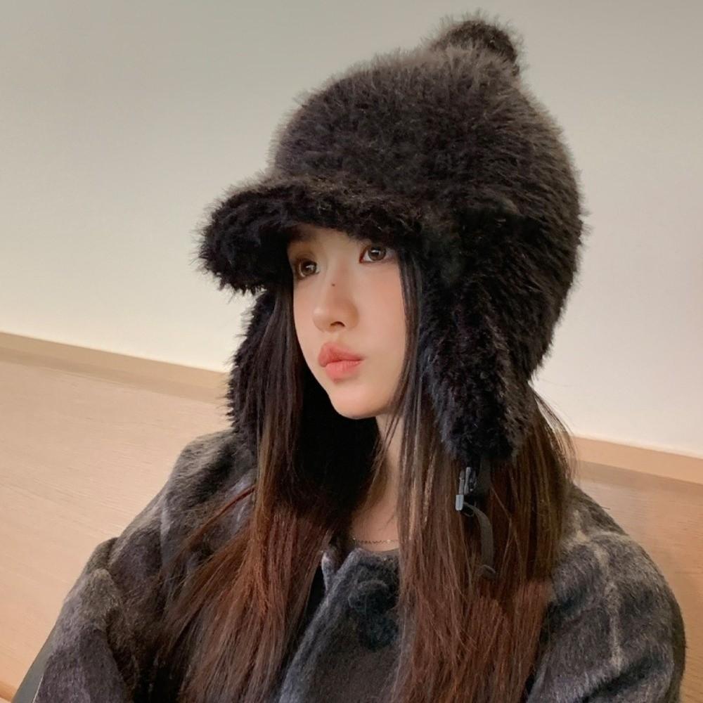 Plush Winter Cap Warm Plush Hat Korean Style Ear Protection Hat for Women