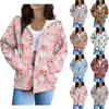 Women's Fashion Casual Long Sleeve Christmas Print Cardigan Coat With Pocket Zipper