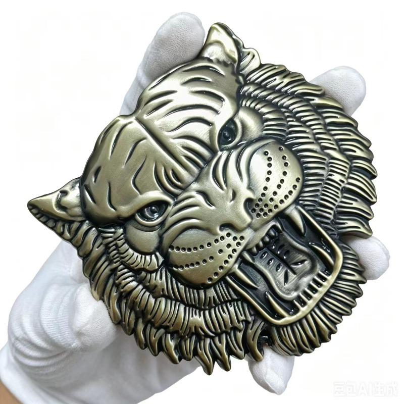 Bold tiger head car emblem 3D, three-dimensional metal mesh grille emblem, custom modification and decoration accessories