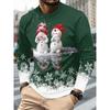3D Printed Snowman Pattern Long Sleeve T-Shirt Fashionable Santa Claus Crew Neck Pullover Men's Christmas Casual Top