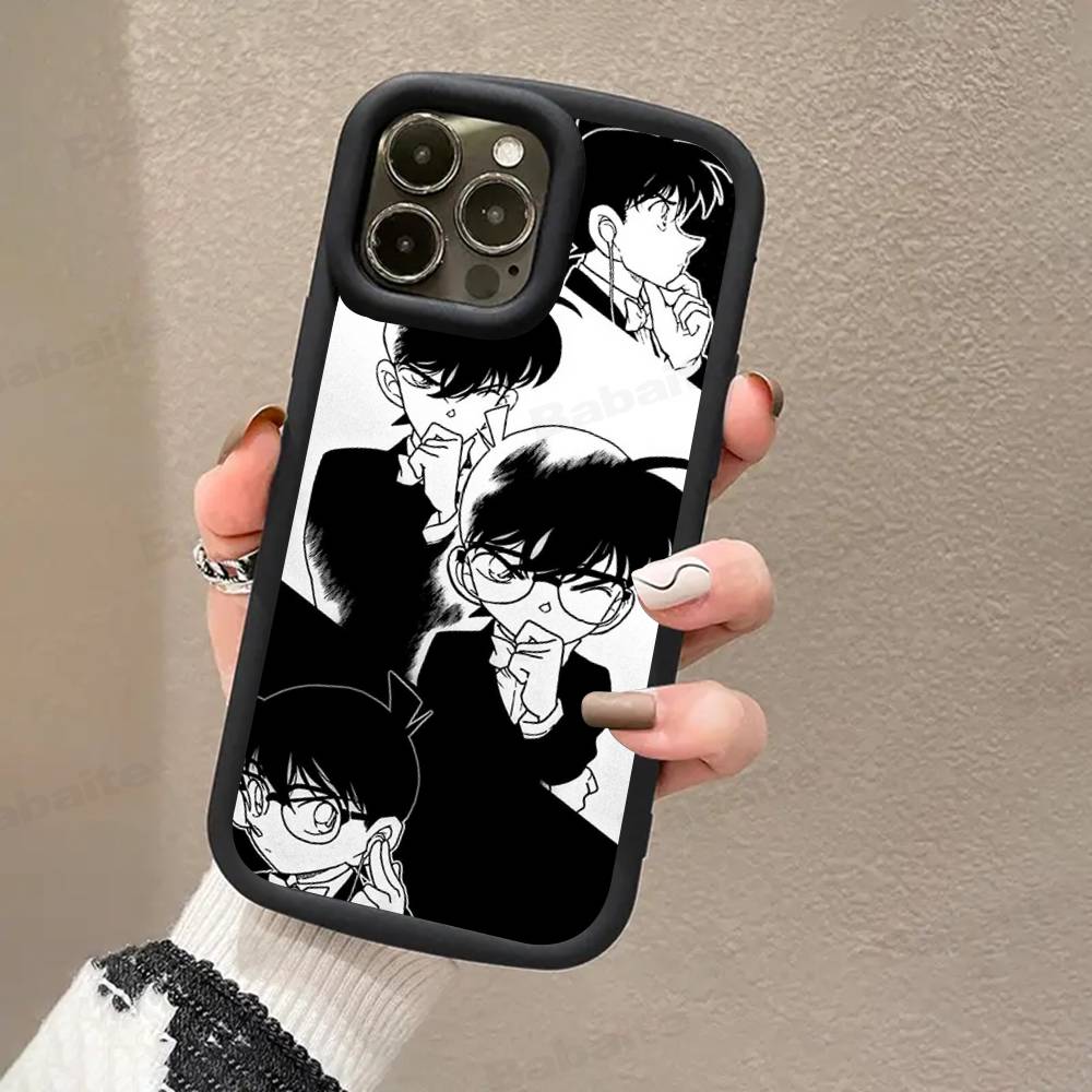Детектив Конан МУЛЬТФИЛЬМ Для IPhone 17 Pro Max 16 15 14 13 12 11 Plus Черный Мягкий Чехол для Телефона