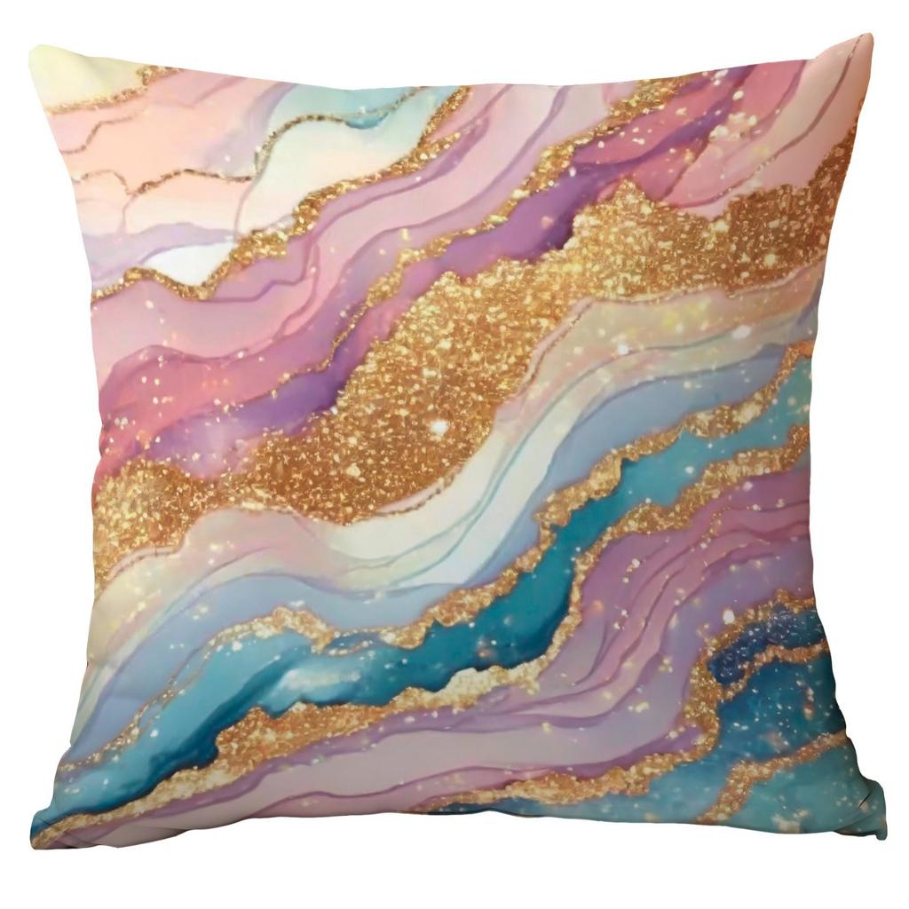 New Ins Style Pink Gilt Marble Polyester Pillowcase Home Sofa Cushion Cover