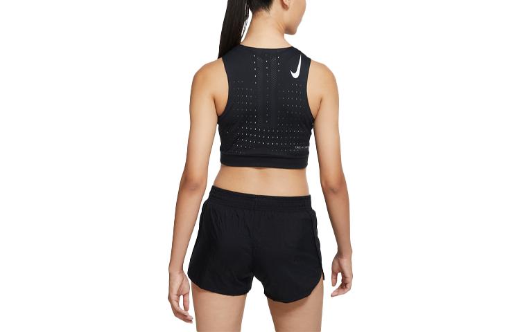 Nike Женские черные майки для бега с умеренной поддержкой, на спине-борцовка, CZ9384-010