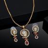 Set of Pendants with 24k Gold Plated, Austrian Crystals and Rubies for Women
