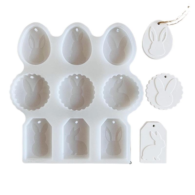 1PC Egg Pendant Mould Plaster Drop Glue Mold Rabbit Tag Mould Handmade Silicone Mould Rabbit Series 19x18cm