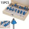 15pcs 1/4inch Router Bit Set Trimming Straight Milling Cutter for Wood Bits Tungsten Carbide Cutting Woodworking