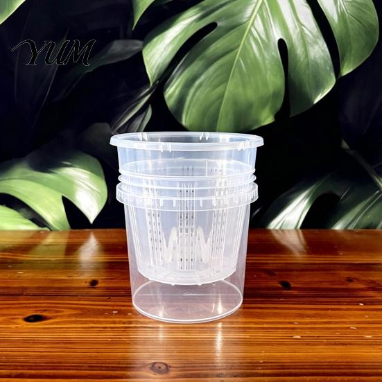 Portable Courtyard Flowerpot Clear Plant Pot with Water Reservoir, Plastic Self Watering Planter, Slotted Inner Pot, Root Control Flower Breathable