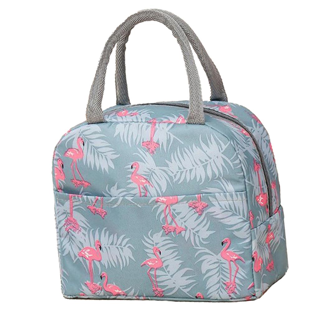 Insulated Lunch Bag Large Capacity Flamingo Pattern Portable Thickened Lunch Bag for School Work