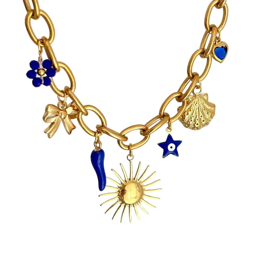 Adjustable Stainless Steel Rope Chain Necklace with Various Pendant Beach Neck Jewelry Suitable for Women and Girls