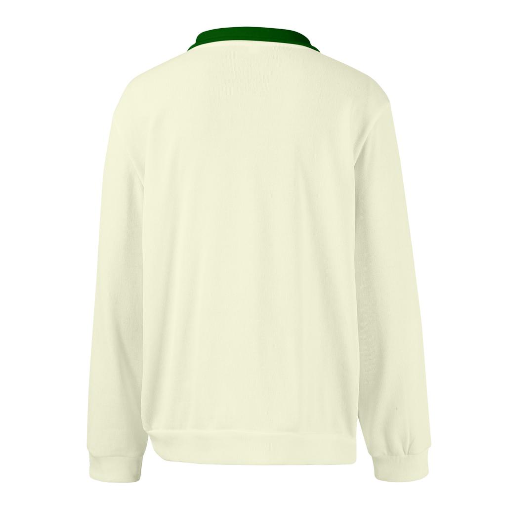 Мужской повседневный трикотажный базовый топ с длинным рукавом и воротником в стиле колор-блок