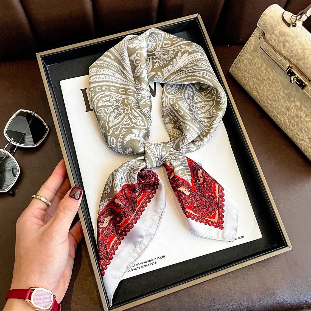 Модный бренд класса люкс 70 см шелковый квадратный шарф женский шейный платок женский бандана для волос платок шаль хиджаб эшарп