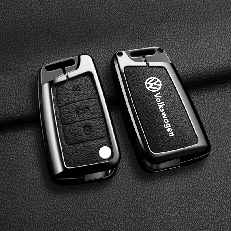 For VW Zinc Alloy Car Leather Key Cover Case Holder Protector Shell Fob For VW Volkswagen Golf 7 MK7 Tiguan MK2 Keychain Acces