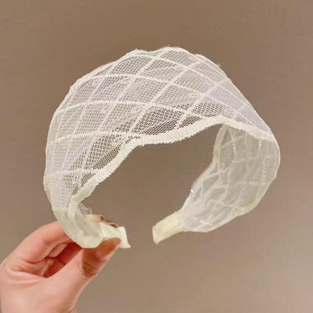 Bowknot Bow Hair Band Wide Edges Mesh Hair Hoop All-match Embroidery Lace Headband Headwear