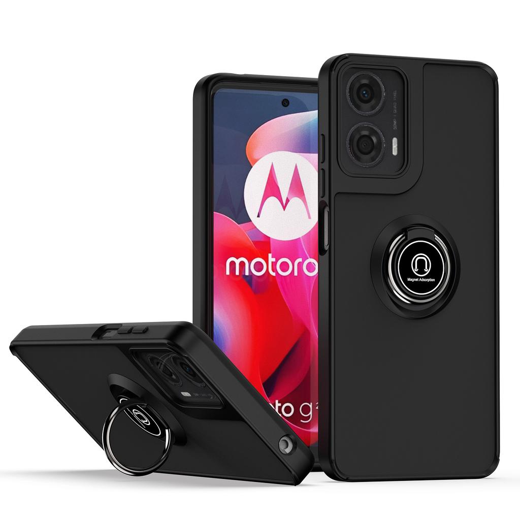 Для Motorola Moto G04 G24 Чехол с кольцом Магнитный держатель Стенд Coque Funda Ударопрочный Матовый ПК Броня Чехол для телефона