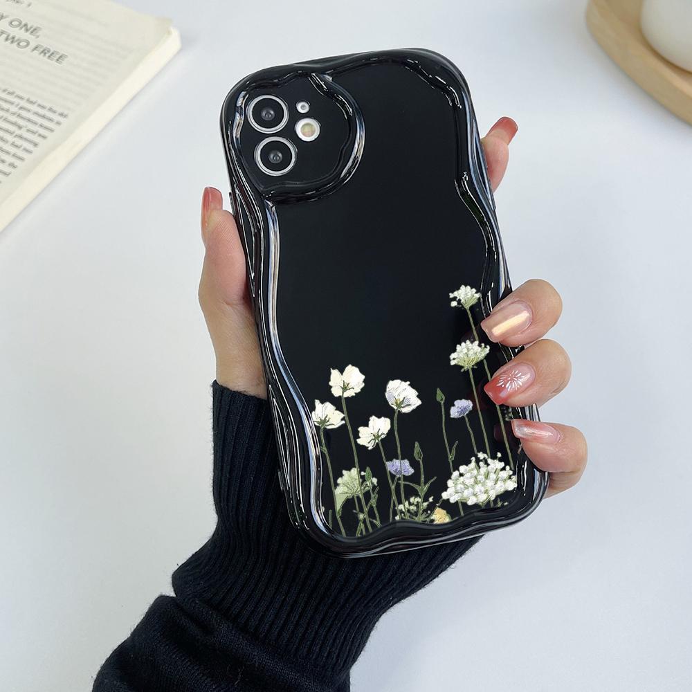 Мягкие волнистые чехлы для телефонов N93 с пионом для Samsung A54 A34 A13 A14 S23 S24 Ultra Xiaomi Redmi Note 13 12C Realme Infinix, защитный бампер